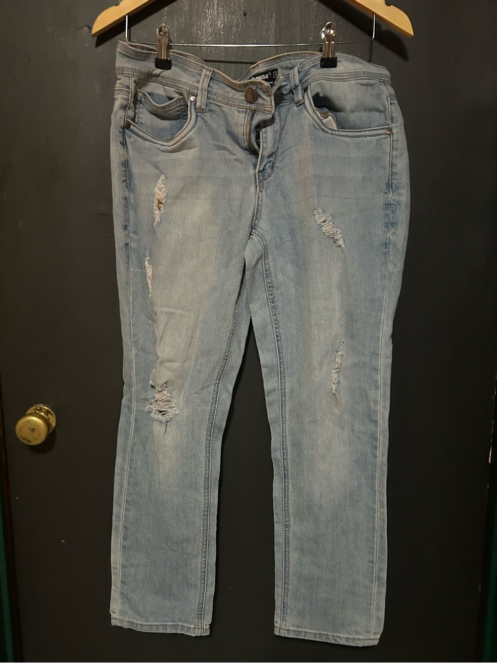 Dollhouse Light Blue Distressed Boyfriend Jeans